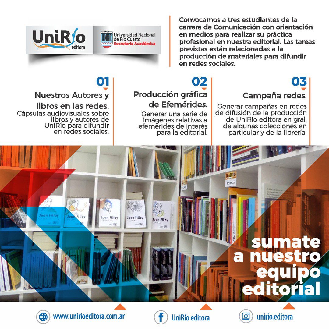 Prácticas profesionales de Comunicación en UniRío, la editorial de la&nbsp;UNRC